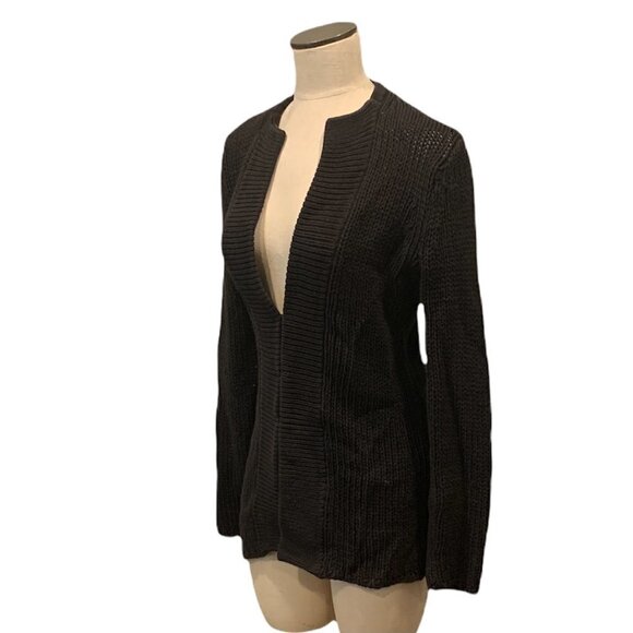 Womens Handknit Cardigan Sweater Longline Sz S/M Black 21D - Picture 5 of 7